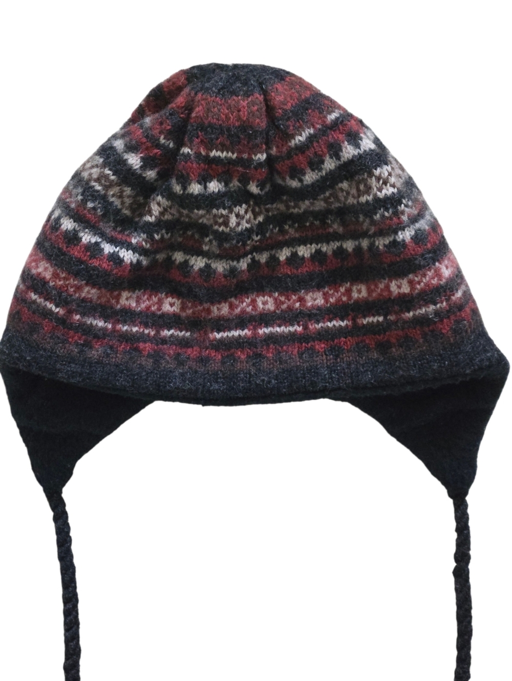 Turtle Fur Wool Knit Earflap Beanie Hat Brown Orange Fleece Lined